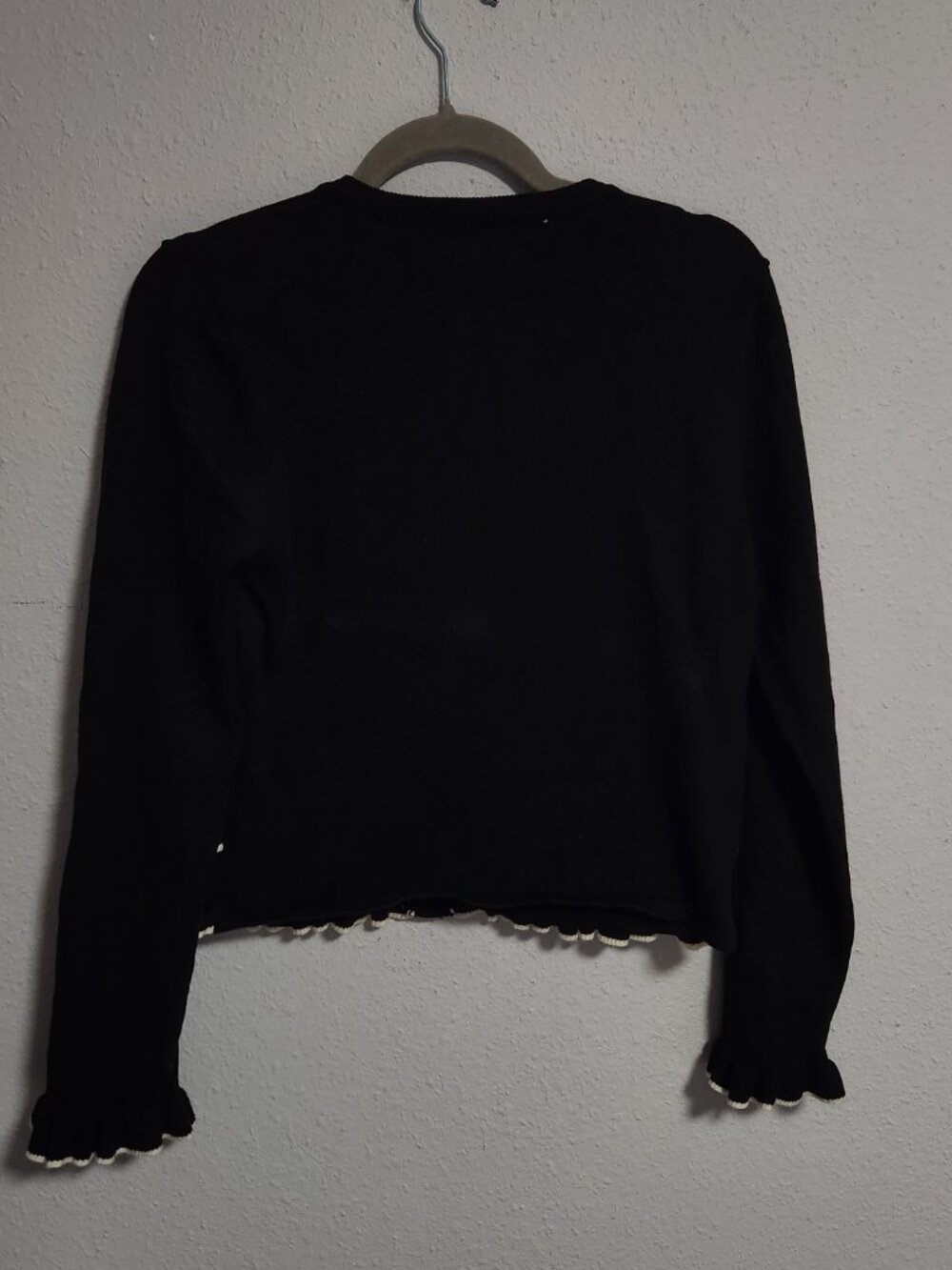 Anthropologie Lisa Says Gah | Black Ruffle Bow Coquette Sweet Sweater Cardigan - Picture 6 of 6